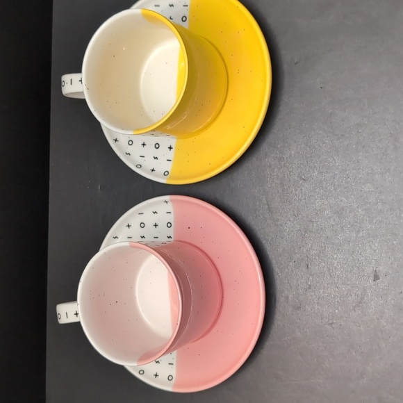 Roots 7, Dipped 2 Tone Yellow/Pink Cup And Saucer Set . - Picture 5 of 14